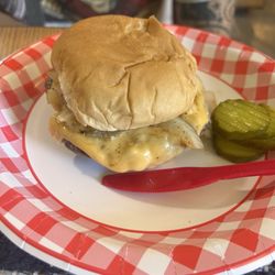 Cheeseburger with grilled onions