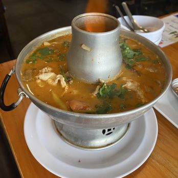 Spicy Sugar Thai - Long Beach - Tom Yum w/ chicken. Chicken was rubbery and broth was a little too sweet for my liking. - Thai Near Me - Long Beach, California Spicy Sugar Thai - Long Beach - Tom Yum w/ chicken. Chicken was rubbery and broth was a little too sweet for my liking. - Thai Near Me - Long Beach, California