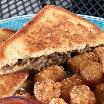 The Bridge Cafe - Short Rib Grilled Cheese w/ Tater Tots - Breakfast & Brunch Near Me - Delray Beach, Florida The Bridge Cafe - Short Rib Grilled Cheese w/ Tater Tots - Breakfast & Brunch Near Me - Delray Beach, Florida