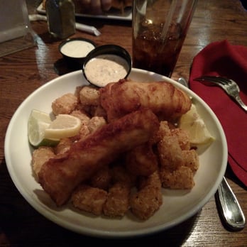 Red Tail Bar & Grill - Fish and chips with an aeoli dipping sauce and tots. - New American Near Me - Worley, Idaho