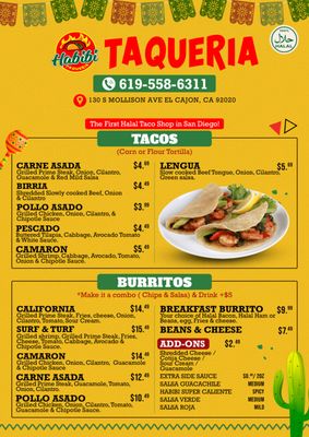 Menu photo 1 Habibi Taqueria El Cajon, CA Menu photo 1 Habibi Taqueria El Cajon, CA