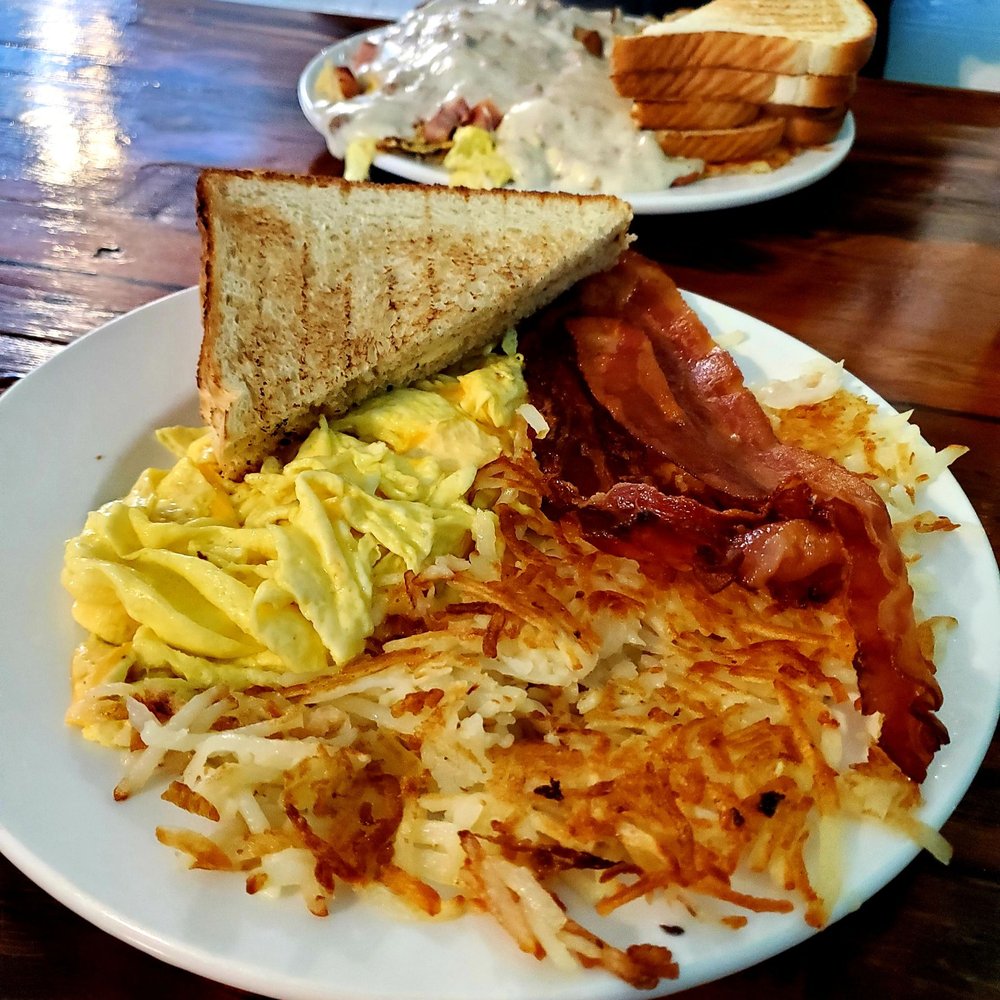 Mangrove Mike's - 2 scrambled eggs with cheese, bacon and hashbrowns in front; country scramble in back. FANTASTIC - Breakfast & Brunch Near Me - Islamorada, Florida Mangrove Mike's - 2 scrambled eggs with cheese, bacon and hashbrowns in front; country scramble in back. FANTASTIC - Breakfast & Brunch Near Me - Islamorada, Florida