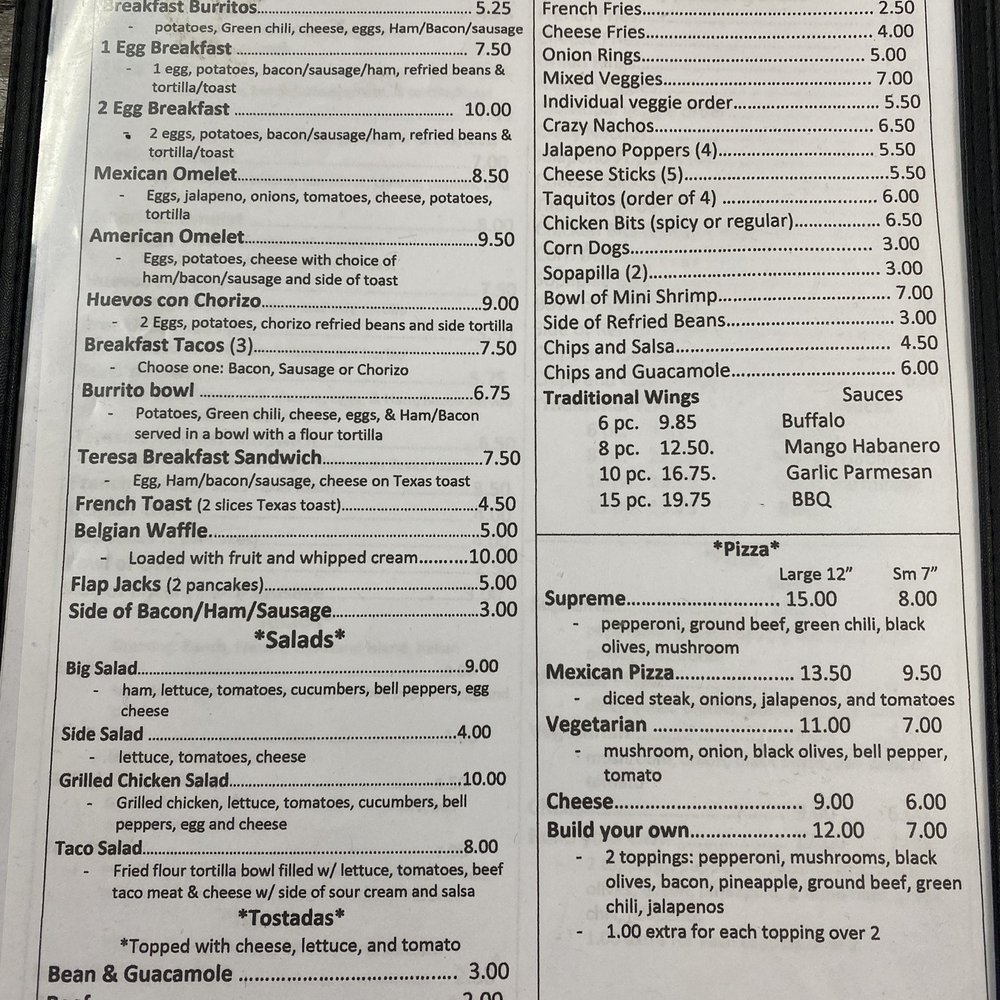 Zayra's Cafe - Menu - Comfort Food Near Me - Springer, New Mexico