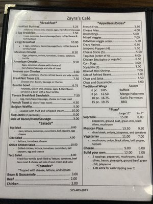 Menu photo 3 Zayra's Cafe Springer, NM