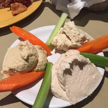 Pantheon Restaurant - Free dips for the table (hummus, spicy feta, caviar) - Greek Near Me - Toronto, Ontario