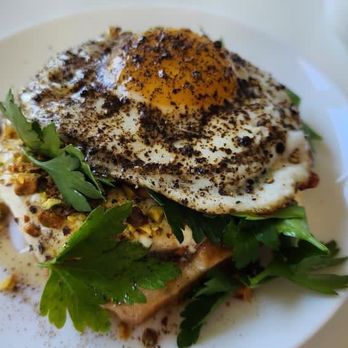Mea Culpa Cafe - liege waffles with goat cheese and pistachio - Cafes Near Me - Norfolk, Virginia