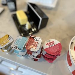 Sauces galore. Finally a place that isn't stingy with their sauces and gives you enough for the chicken bought.