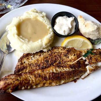 Lock View Restaurant - Walleye dinner. I chose lemon pepper, a salad and mashed potato for sides. - Seafood Near Me - Sault Ste. Marie, Michigan