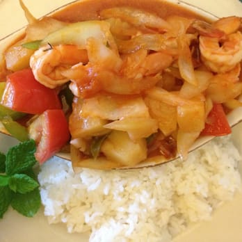Orchids Cafe - a plate of food with rice and shrimp - Thai Near Me - Pomona, New Jersey