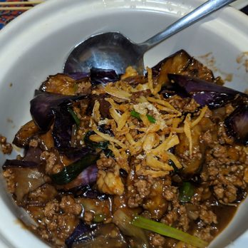 Malay Restaurant - Eggplant w.shredded pork and salted fish - Malaysian Near Me - Flushing, New York Malay Restaurant - Eggplant w.shredded pork and salted fish - Malaysian Near Me - Flushing, New York