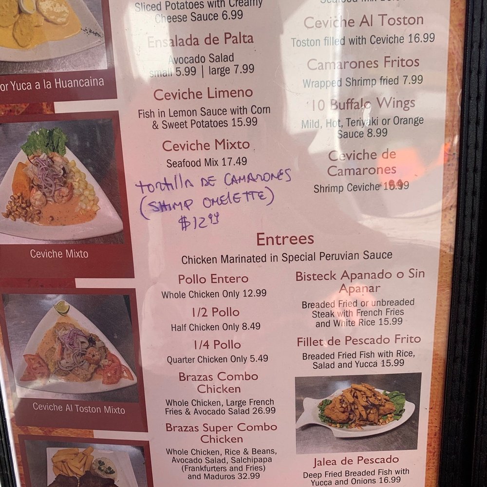 Brazas Chicken - Menu - Latin American Near Me - Orlando, Florida