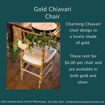 Meadowvale Party Rentals - Chivari Gold Chair by Meadowvale Party Rentals - Party & Event Planning Near Me - Mississauga, Ontario Meadowvale Party Rentals - Chivari Gold Chair by Meadowvale Party Rentals - Party & Event Planning Near Me - Mississauga, Ontario
