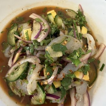 La Costa Cafe - aguachile rojo* cured wild shrimp, spicy red chile marinade, mango, cucumber, red onion, cilantro - Coffee & Tea Near Me - Sacramento, California La Costa Cafe - aguachile rojo* cured wild shrimp, spicy red chile marinade, mango, cucumber, red onion, cilantro - Coffee & Tea Near Me - Sacramento, California