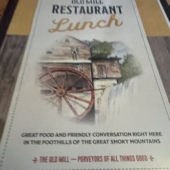Old Mill Restaurant - Menu cover - American Near Me - Pigeon Forge, Tennessee