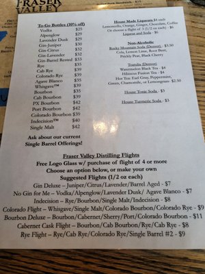 Menu photo 7 Fraser Valley Distilling Fraser, CO