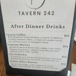 After dinner drink menu After dinner drink menu