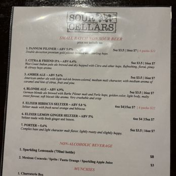 Sour Cellars - Menu non sour beer - Breweries Near Me - Rancho Cucamonga, California