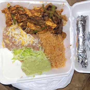 Los Burritos Express - Chicken n Steak fajitas combo.  Came with a medium drink - Mexican Near Me - Rancho Cordova, California