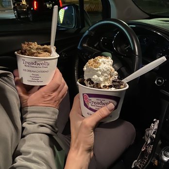 Treadwell's Ice Cream - a woman holding a cup of ice cream - Ice Cream & Frozen Yogurt Near Me - Peabody, Massachusetts
