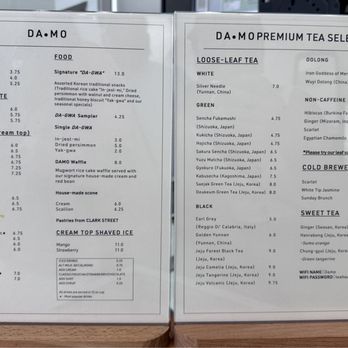 DAMO - Menu as of 8/27/23 - Coffee & Tea Near Me - Los Angeles, California