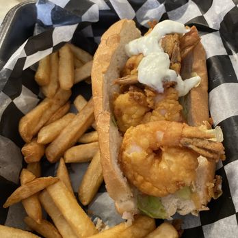 Beef & Sea - Shrimp Roll w/ Fries (took some fries, was too hungry to wait lol) - Sandwiches Near Me - Riverview, Florida Beef & Sea - Shrimp Roll w/ Fries (took some fries, was too hungry to wait lol) - Sandwiches Near Me - Riverview, Florida