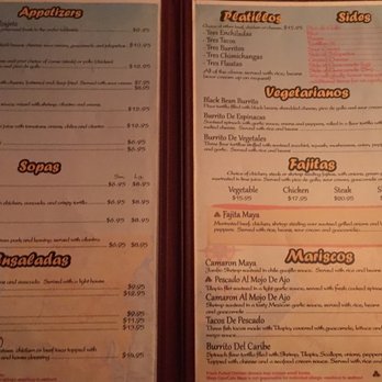 Cafe Maya - More of the menu from cafe - Mexican Near Me - Wappingers Falls, New York