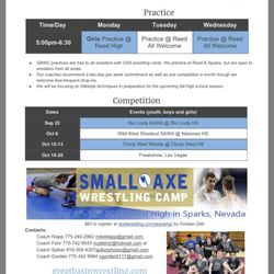 Great Basin Wrestling Club - Fall season FoldStyle schedule