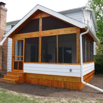Esser Builders II - Screen room with a small vinyl cedar shake knee wall - General Contractors Near Me - Mason, Michigan Esser Builders II - Screen room with a small vinyl cedar shake knee wall - General Contractors Near Me - Mason, Michigan
