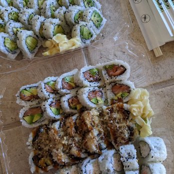 Ai Sushi & Teriyaki - From top: Avocado rolls, salmon avocado roll, salmon skin roll, California roll - Sushi Bars Near Me - Poway, California