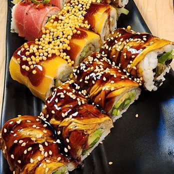 Wellness Sushi - HOT FLAMINGO ROLL (GLUTEN FREE)  OHNAGI ROLL  SMOKY SAKE ROLL - Vegan Near Me - Denver, Colorado