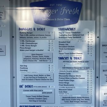Freezer Fresh Drive In - Menu - Ice Cream & Frozen Yogurt Near Me - Crestline, Ohio Freezer Fresh Drive In - Menu - Ice Cream & Frozen Yogurt Near Me - Crestline, Ohio