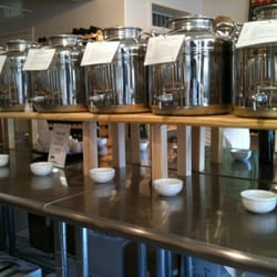 Oleaceae - Stainless steel containers filled with balsamic vinegar for you to sample @ your leisure!
