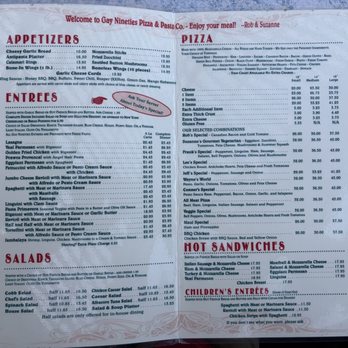 Gay Nineties Pizza - Menu - Italian Near Me - Pleasanton, California