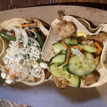 White Duck Taco Shop - Left: Shrimp Diablo Right: Bangkok Shrimp - Tacos Near Me - Nashville, Tennessee White Duck Taco Shop - Left: Shrimp Diablo Right: Bangkok Shrimp - Tacos Near Me - Nashville, Tennessee