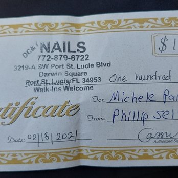 DC & Y Nails - This is the gift certificate that Bella said is expired! Nothing written here about an expiration date. - Nail Salons Near Me - Port Saint Lucie, Florida