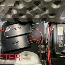 Omega Window Tint And Electronics - Our proper installation of a Client supplied dual amplifier setup.