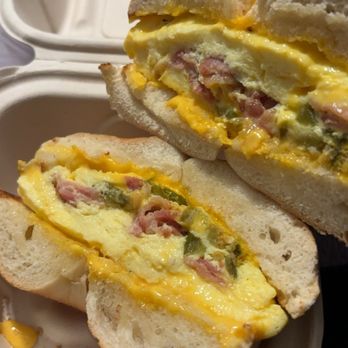 OC Donuts & Bagels - Bacon egg & cheese with jalapeño breakfast bagel. - Donuts Near Me - Buena Park, California OC Donuts & Bagels - Bacon egg & cheese with jalapeño breakfast bagel. - Donuts Near Me - Buena Park, California