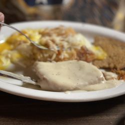 Bridgehead Cafe - Chicken fried steak/w 2 eggs and toast.