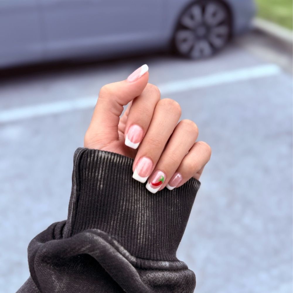 Infinity Nails - French tips with silver chrome - Nail Salons Near Me - Gulf Breeze, Florida Infinity Nails - French tips with silver chrome - Nail Salons Near Me - Gulf Breeze, Florida