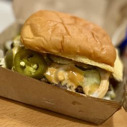 For the Win - Double Cheeseburger with fresh onions and jalapeños