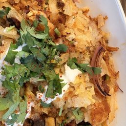 Chorizo and egg hash. Chorizo and egg hash.