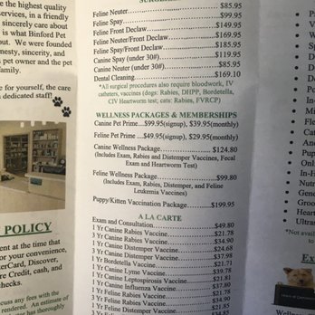 Binford Pet Wellness Clinic - Prices for regular procedures - Veterinarians Near Me - Indianapolis, Indiana