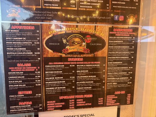 Menu photo 1 Paradise Burger And Kitchen Windsor, CA