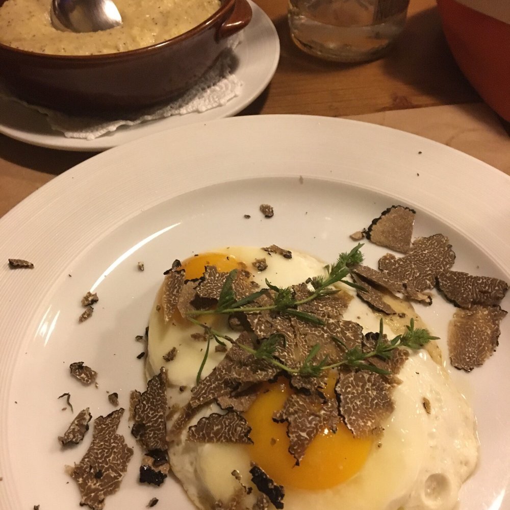 Taverna di Arlecchino - Polenta with eggs and black truffle - Italian Near Me - Oneta, BG