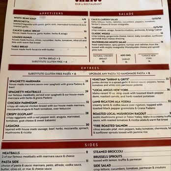 Calico Restaurant and Bar - Menu - Italian Near Me - Wilson, Wyoming Calico Restaurant and Bar - Menu - Italian Near Me - Wilson, Wyoming