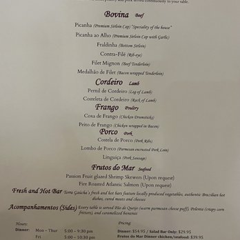 Terra Gaucha - Menu of Passed meat options and sides - Brazilian Near Me - Jacksonville, Florida Terra Gaucha - Menu of Passed meat options and sides - Brazilian Near Me - Jacksonville, Florida