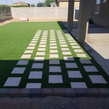 Pro Putt Construction - a backyard with artificial grass and pavers - Landscaping Near Me - Phoenix, Arizona Pro Putt Construction - a backyard with artificial grass and pavers - Landscaping Near Me - Phoenix, Arizona