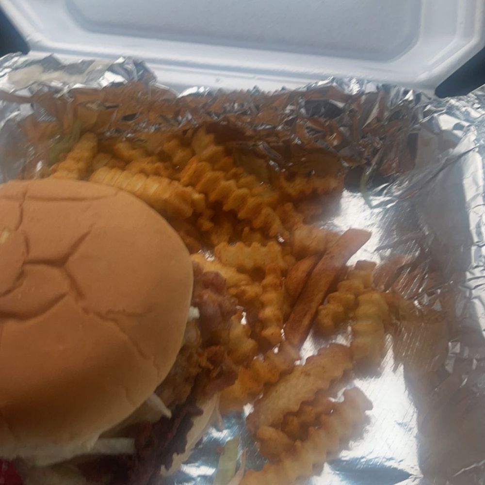 Yikky Wingz - a hamburger and french fries - Chicken Wings Near Me - Henderson, North Carolina