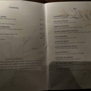 Verse - Starters & Seafood Menu 5/25/23 - Seafood Near Me - Toluca Lake, California