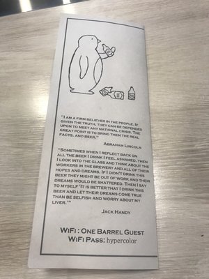Menu photo 6 One Barrel Brewing Egg Harbor, WI